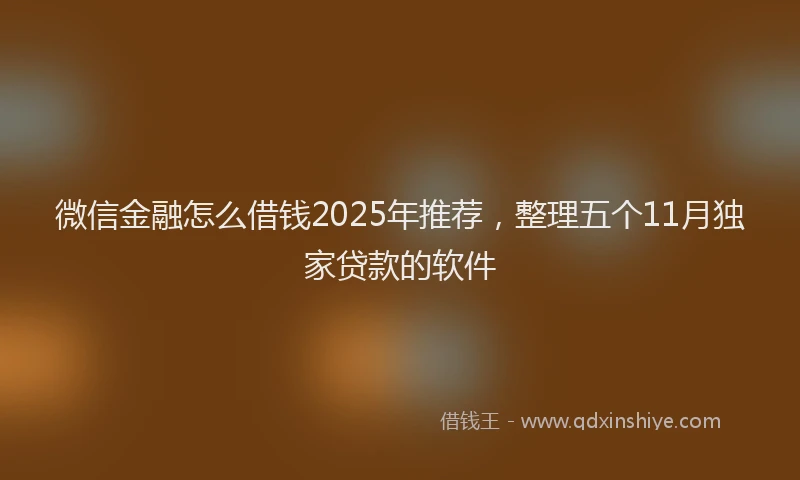 微信金融怎么借钱2025年推荐，整理五个11月独家贷款的软件