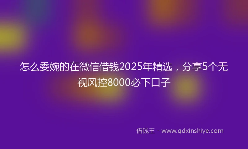 怎么委婉的在微信借钱2025年精选，分享5个无视风控8000必下口子