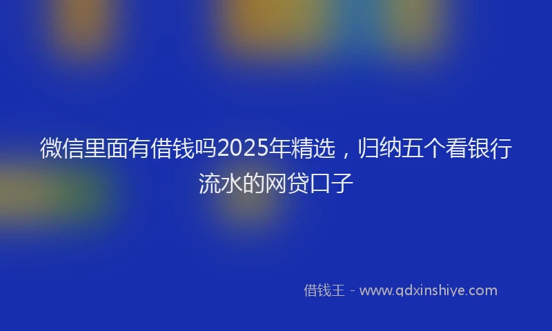 微信里面有借钱吗2025年精选，归纳五个看银行流水的网贷口子