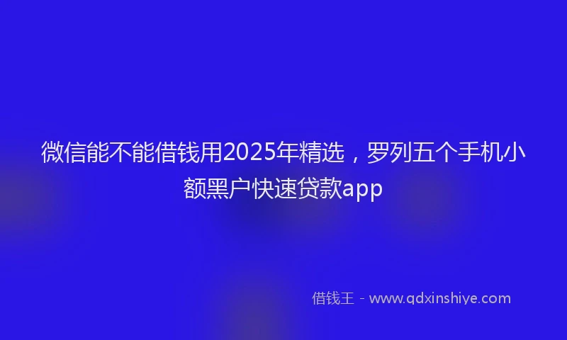 微信能不能借钱用2025年精选，罗列五个手机小额黑户快速贷款app