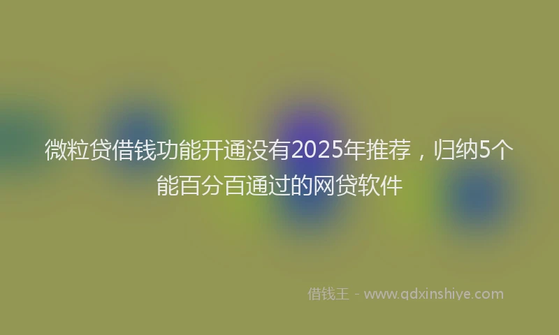 微粒贷借钱功能开通没有2025年推荐，归纳5个能百分百通过的网贷软件