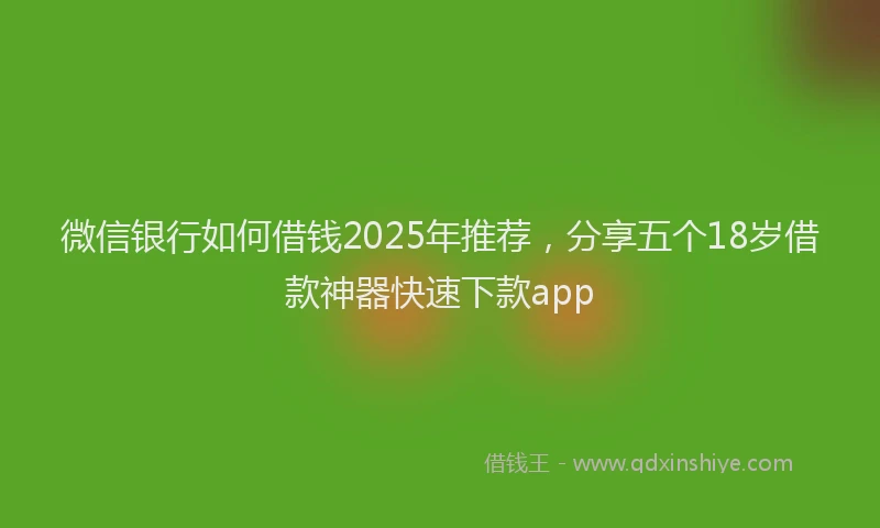 微信银行如何借钱2025年推荐，分享五个18岁借款神器快速下款app