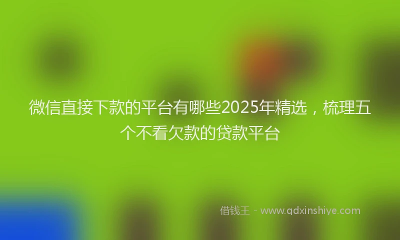 微信直接下款的平台有哪些2025年精选，梳理五个不看欠款的贷款平台