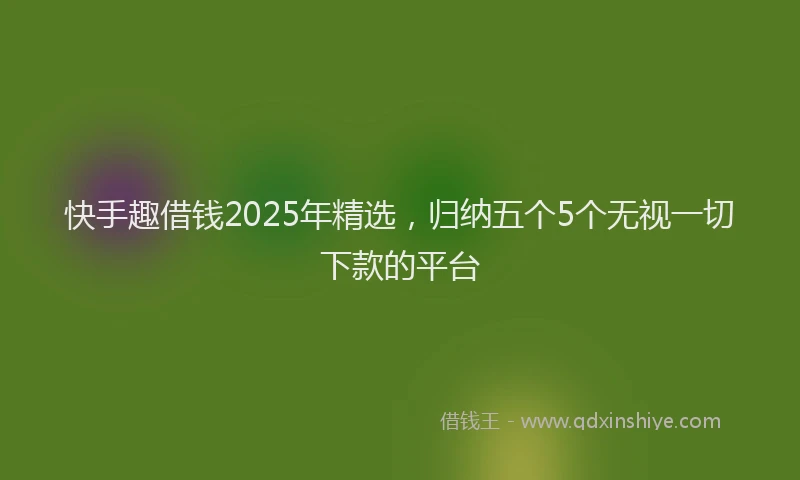 快手趣借钱2025年精选，归纳五个5个无视一切下款的平台