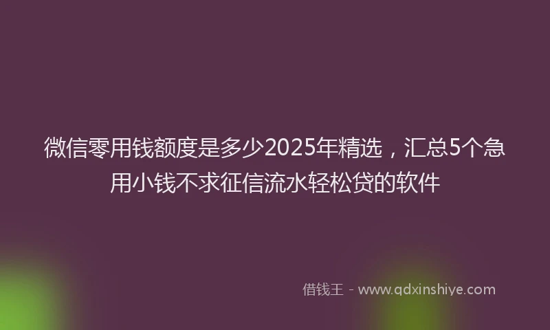 微信零用钱额度是多少2025年精选，汇总5个急用小钱不求征信流水轻松贷的软件