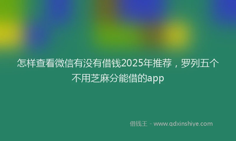 怎样查看微信有没有借钱2025年推荐，罗列五个不用芝麻分能借的app