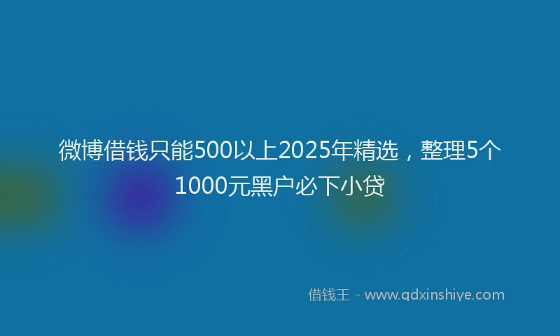 微博借钱只能500以上2025年精选，整理5个1000元黑户必下小贷