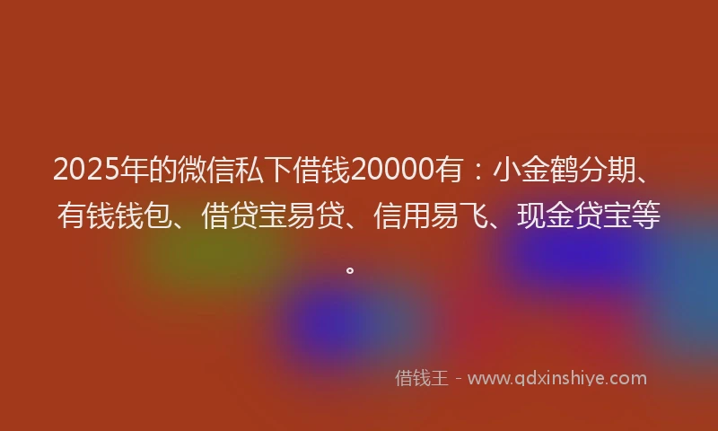 2025年的微信私下借钱20000有：小金鹤分期、有钱钱包、借贷宝易贷、信用易飞、现金贷宝等。