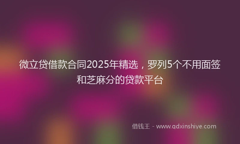 微立贷借款合同2025年精选，罗列5个不用面签和芝麻分的贷款平台