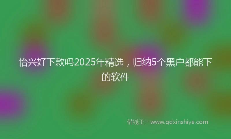 怡兴好下款吗2025年精选，归纳5个黑户都能下的软件