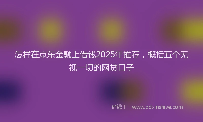 怎样在京东金融上借钱2025年推荐，概括五个无视一切的网贷口子