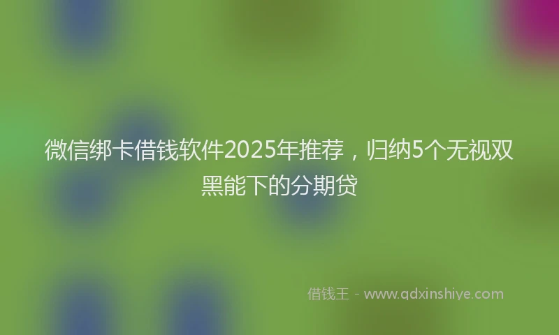 微信绑卡借钱软件2025年推荐，归纳5个无视双黑能下的分期贷