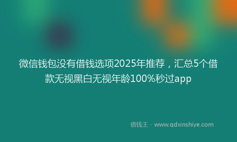 微信钱包没有借钱选项2025年推荐，汇总5个借款无视黑白无视年龄100%秒过app