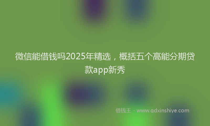 微信能借钱吗2025年精选，概括五个高能分期贷款app新秀