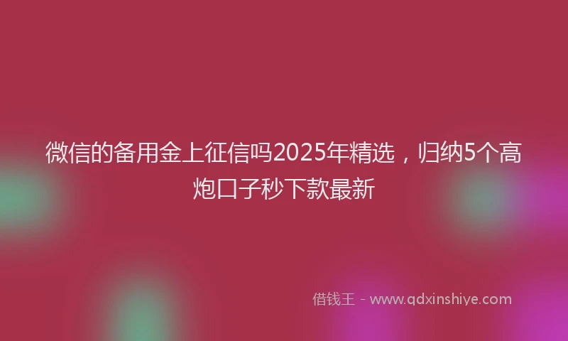 微信的备用金上征信吗2025年精选，归纳5个高炮口子秒下款最新