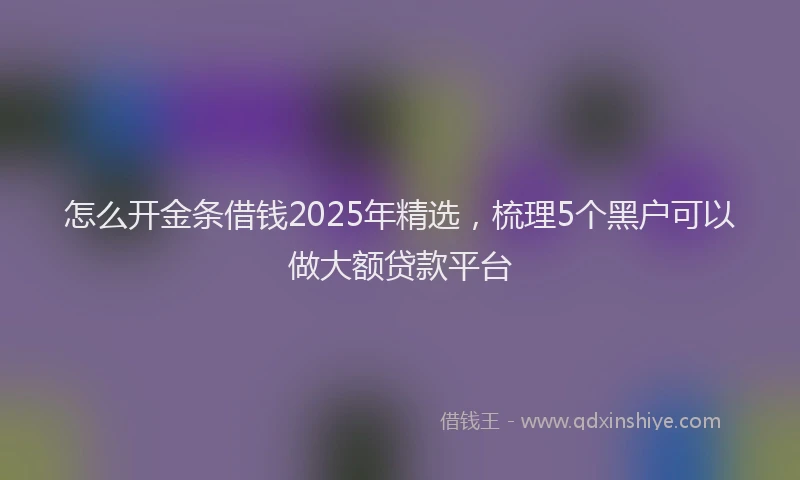 怎么开金条借钱2025年精选，梳理5个黑户可以做大额贷款平台
