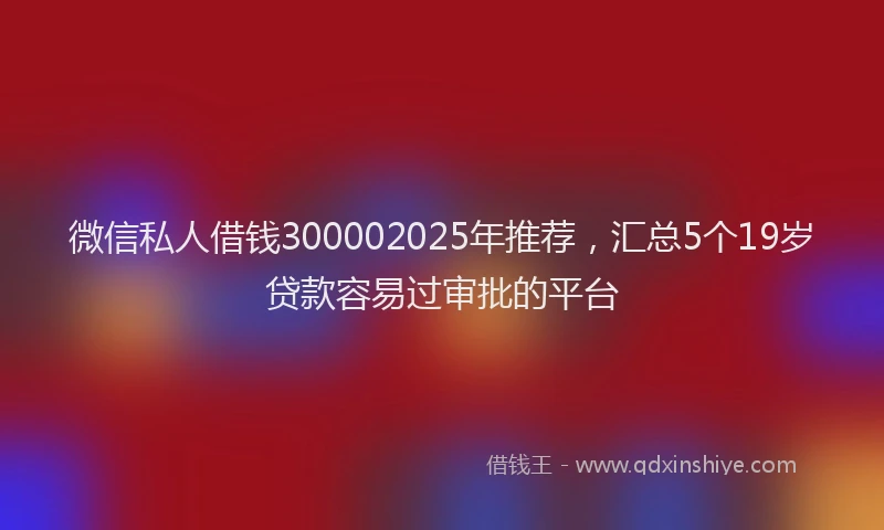 微信私人借钱300002025年推荐，汇总5个19岁贷款容易过审批的平台