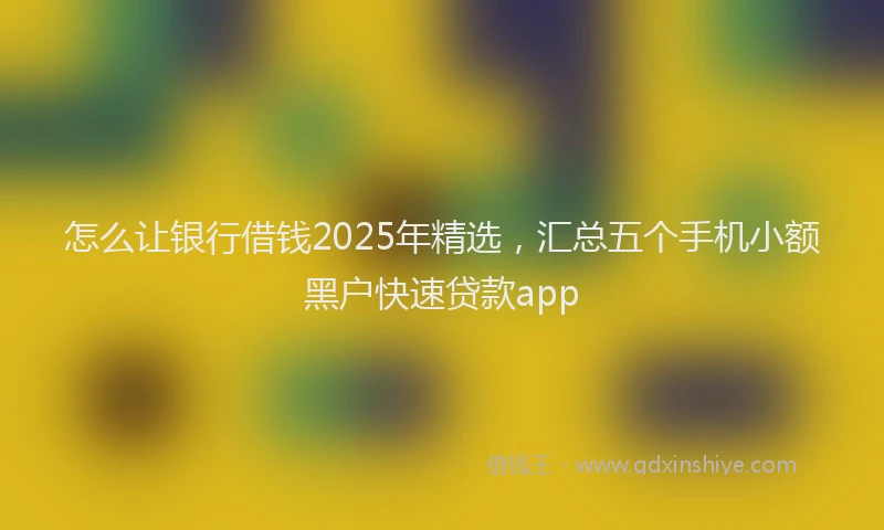 怎么让银行借钱2025年精选，汇总五个手机小额黑户快速贷款app