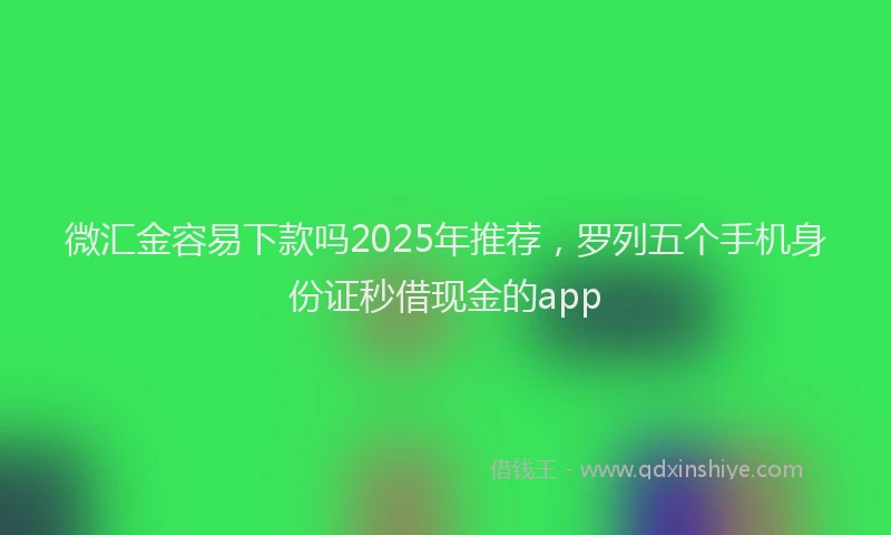 微汇金容易下款吗2025年推荐，罗列五个手机身份证秒借现金的app