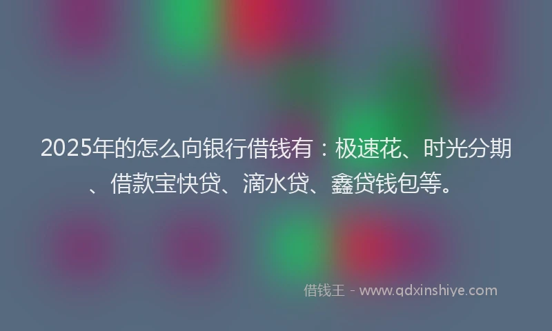 2025年的怎么向银行借钱有：极速花、时光分期、借款宝快贷、滴水贷、鑫贷钱包等。