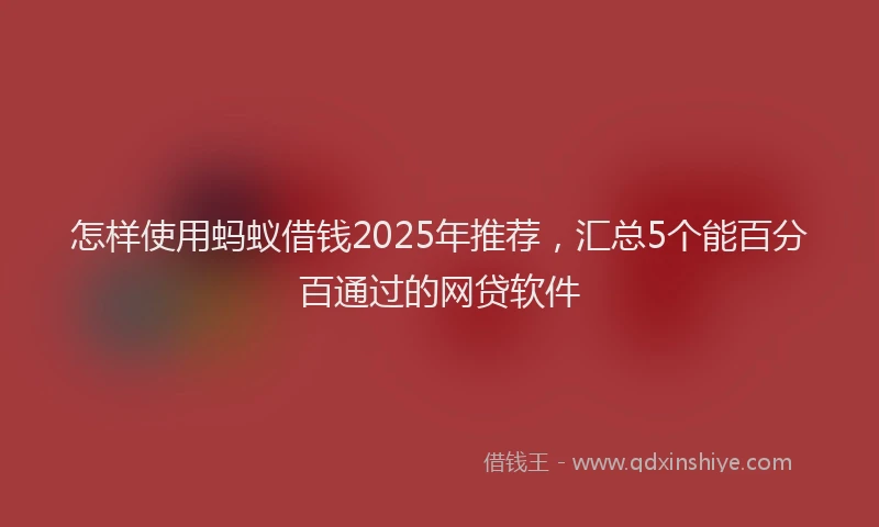 怎样使用蚂蚁借钱2025年推荐，汇总5个能百分百通过的网贷软件