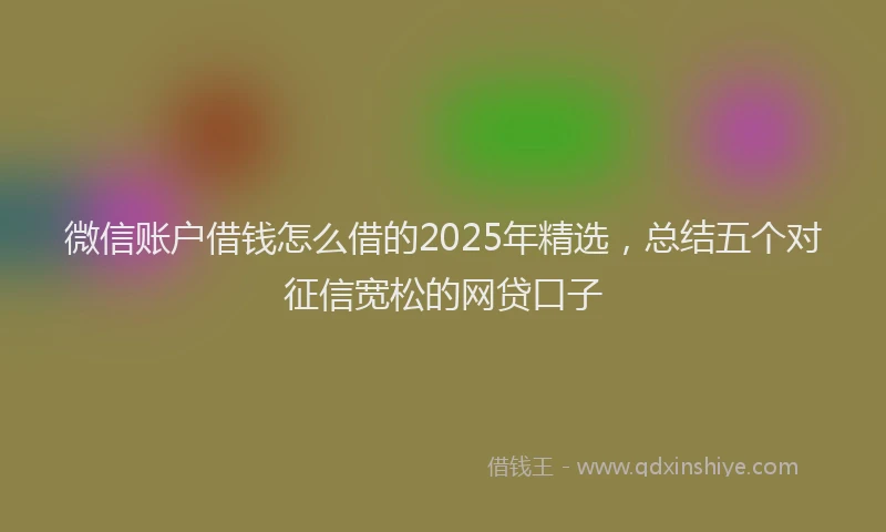 微信账户借钱怎么借的2025年精选，总结五个对征信宽松的网贷口子
