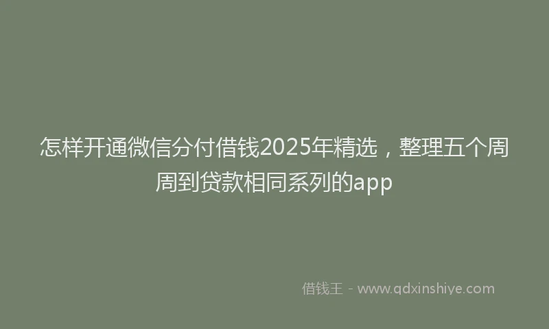 怎样开通微信分付借钱2025年精选，整理五个周周到贷款相同系列的app