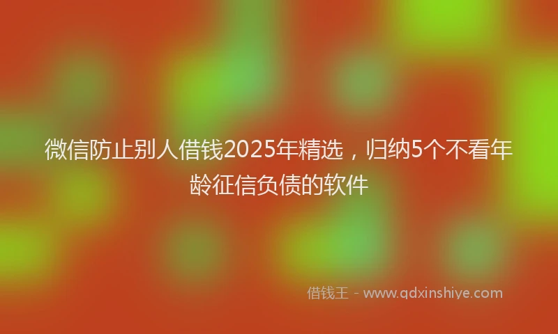 微信防止别人借钱2025年精选，归纳5个不看年龄征信负债的软件