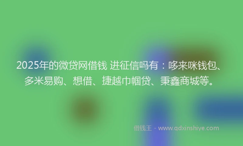 2025年的微贷网借钱 进征信吗有：哆来咪钱包、多米易购、想借、捷越巾帼贷、秉鑫商城等。
