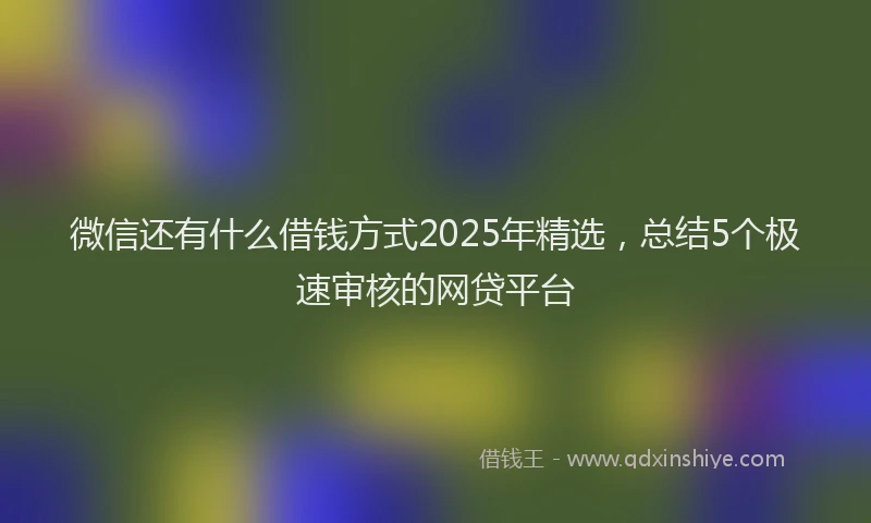微信还有什么借钱方式2025年精选，总结5个极速审核的网贷平台