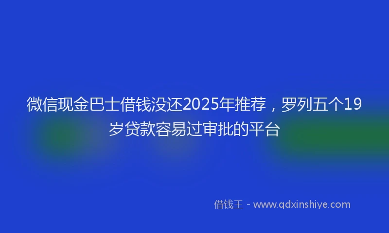 微信现金巴士借钱没还2025年推荐，罗列五个19岁贷款容易过审批的平台