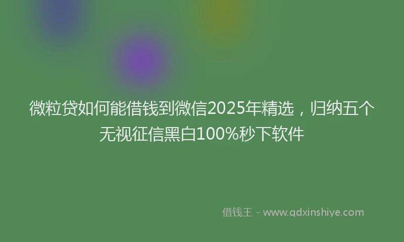 微粒贷如何能借钱到微信2025年精选，归纳五个无视征信黑白100%秒下软件