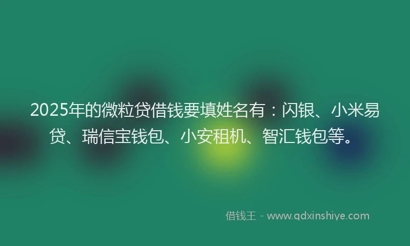 2025年的微粒贷借钱要填姓名有：闪银、小米易贷、瑞信宝钱包、小安租机、智汇钱包等。