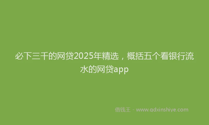 必下三千的网贷2025年精选，概括五个看银行流水的网贷app