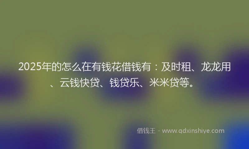 2025年的怎么在有钱花借钱有：及时租、龙龙用、云钱快贷、钱贷乐、米米贷等。