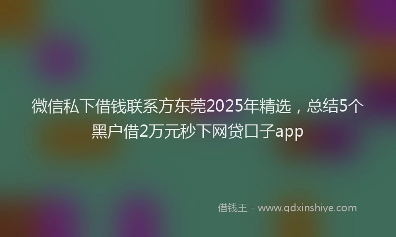 微信私下借钱联系方东莞2025年精选，总结5个黑户借2万元秒下网贷口子app