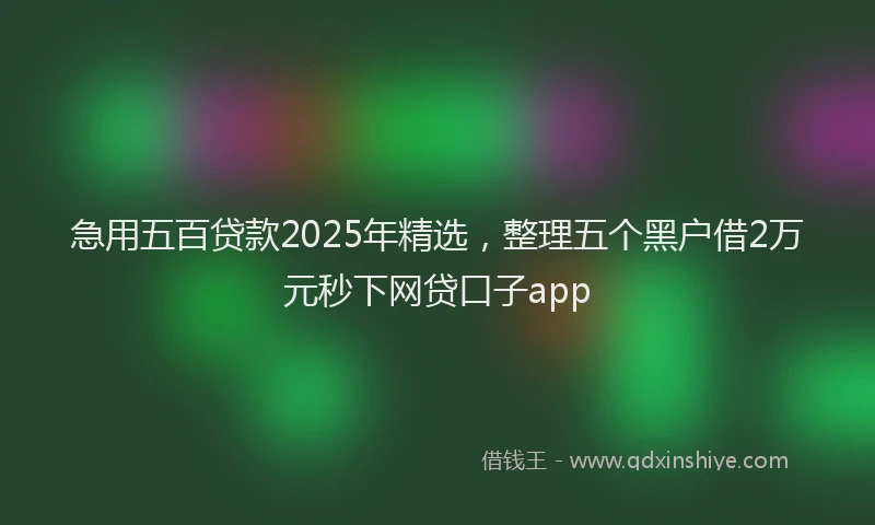 急用五百贷款2025年精选，整理五个黑户借2万元秒下网贷口子app