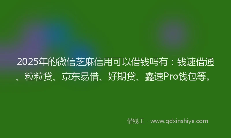 2025年的微信芝麻信用可以借钱吗有：钱速借通、粒粒贷、京东易借、好期贷、鑫速Pro钱包等。