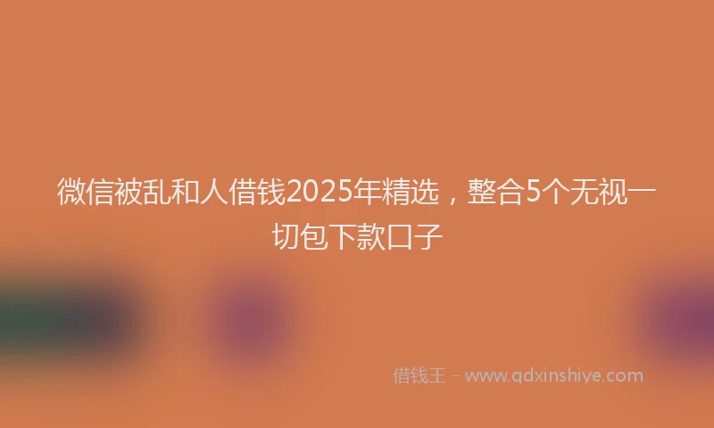 微信被乱和人借钱2025年精选，整合5个无视一切包下款口子