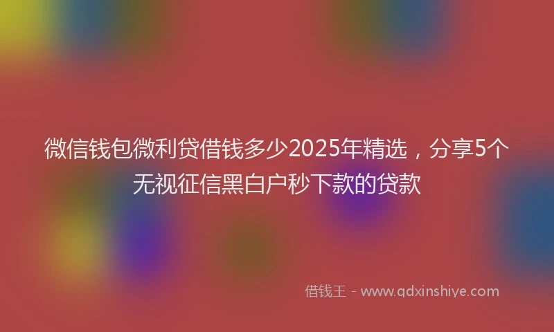 微信钱包微利贷借钱多少2025年精选，分享5个无视征信黑白户秒下款的贷款