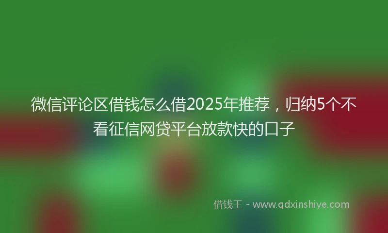 微信评论区借钱怎么借2025年推荐，归纳5个不看征信网贷平台放款快的口子