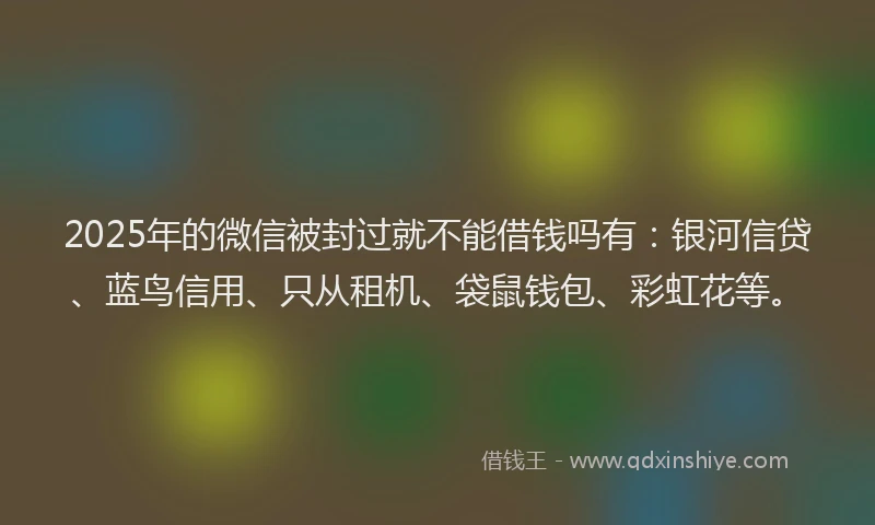 2025年的微信被封过就不能借钱吗有：银河信贷、蓝鸟信用、只从租机、袋鼠钱包、彩虹花等。