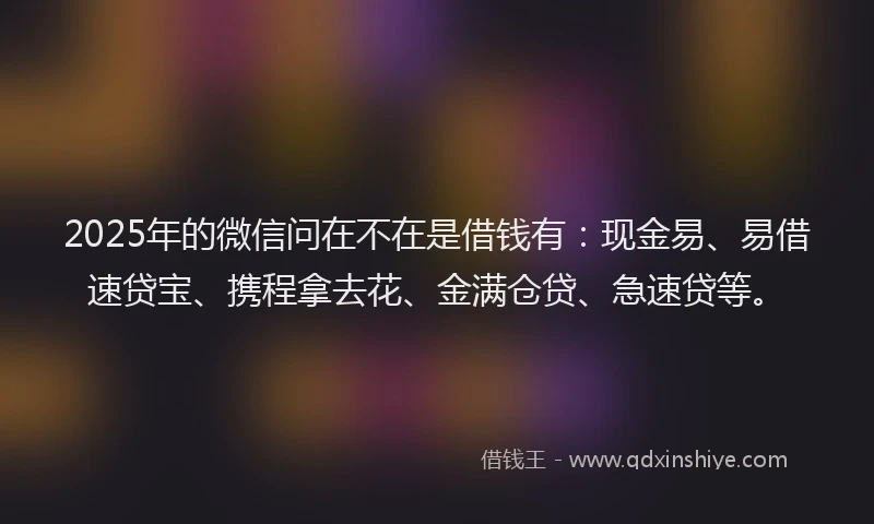 2025年的微信问在不在是借钱有：现金易、易借速贷宝、携程拿去花、金满仓贷、急速贷等。