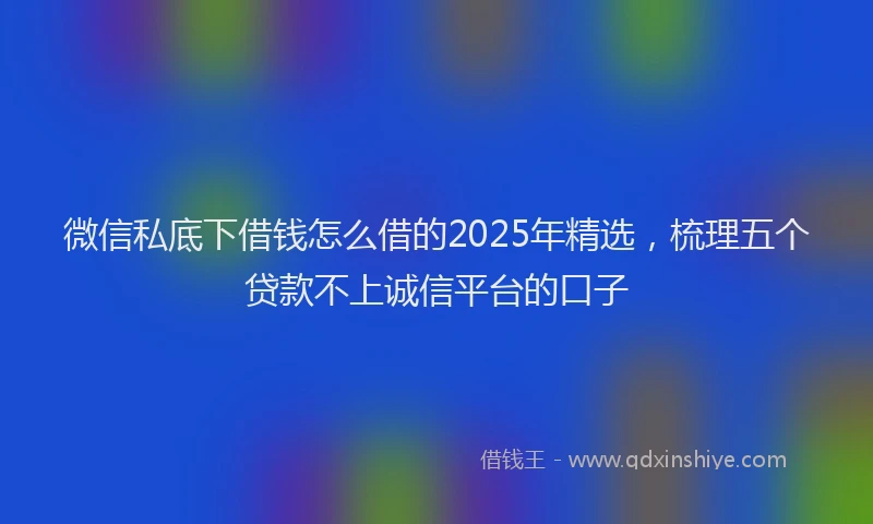 微信私底下借钱怎么借的2025年精选，梳理五个贷款不上诚信平台的口子
