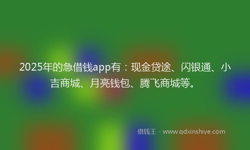 2025年的急借钱app有：现金贷途、闪银通、小吉商城、月亮钱包、腾飞商城等。