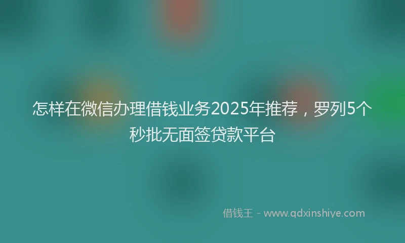 怎样在微信办理借钱业务2025年推荐，罗列5个秒批无面签贷款平台