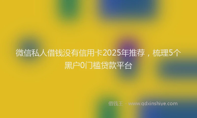微信私人借钱没有信用卡2025年推荐，梳理5个黑户0门槛贷款平台
