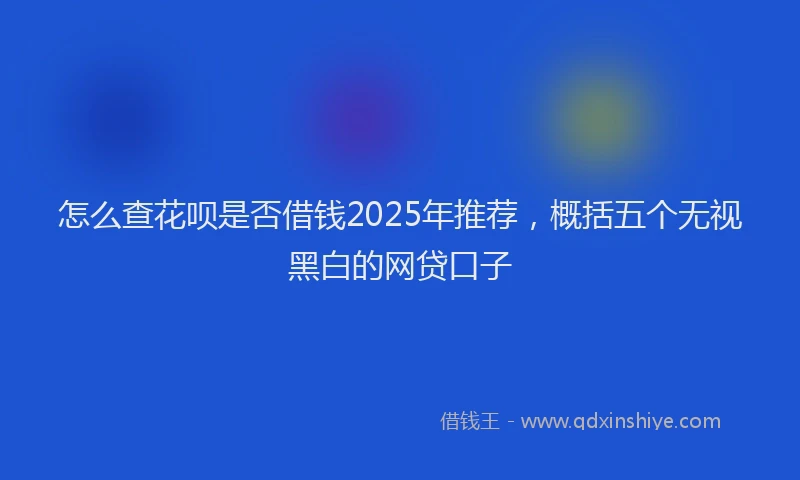 怎么查花呗是否借钱2025年推荐，概括五个无视黑白的网贷口子