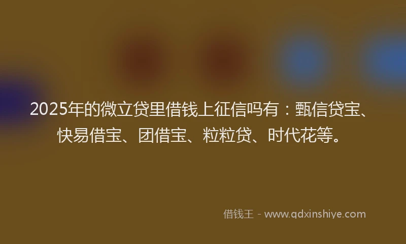 2025年的微立贷里借钱上征信吗有：甄信贷宝、快易借宝、团借宝、粒粒贷、时代花等。