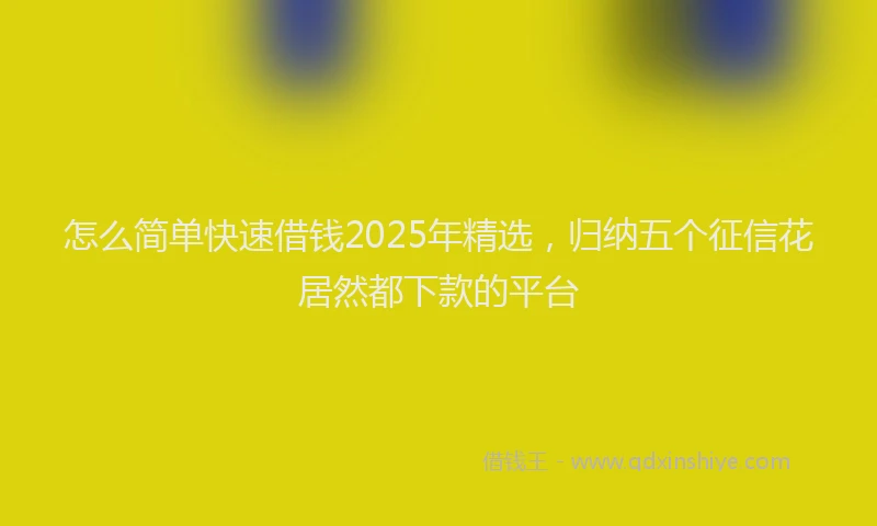 怎么简单快速借钱2025年精选，归纳五个征信花居然都下款的平台
